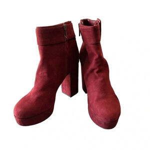 Circus by Sam Edelman Alie 8.5 dark red‎ platform ankle boots with buckle Chunky